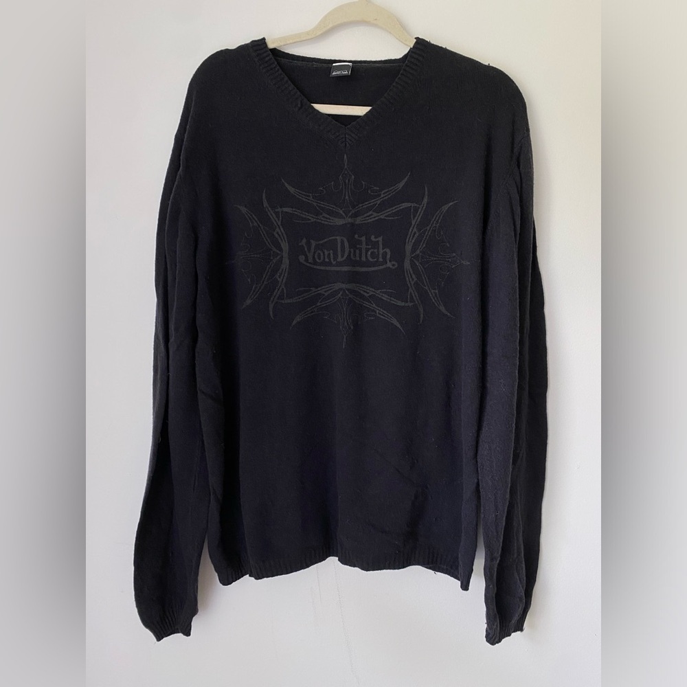Vintage Von Dutch Top Men’s XL Wool Sweater Made in Italy Rare Y2K Pullover